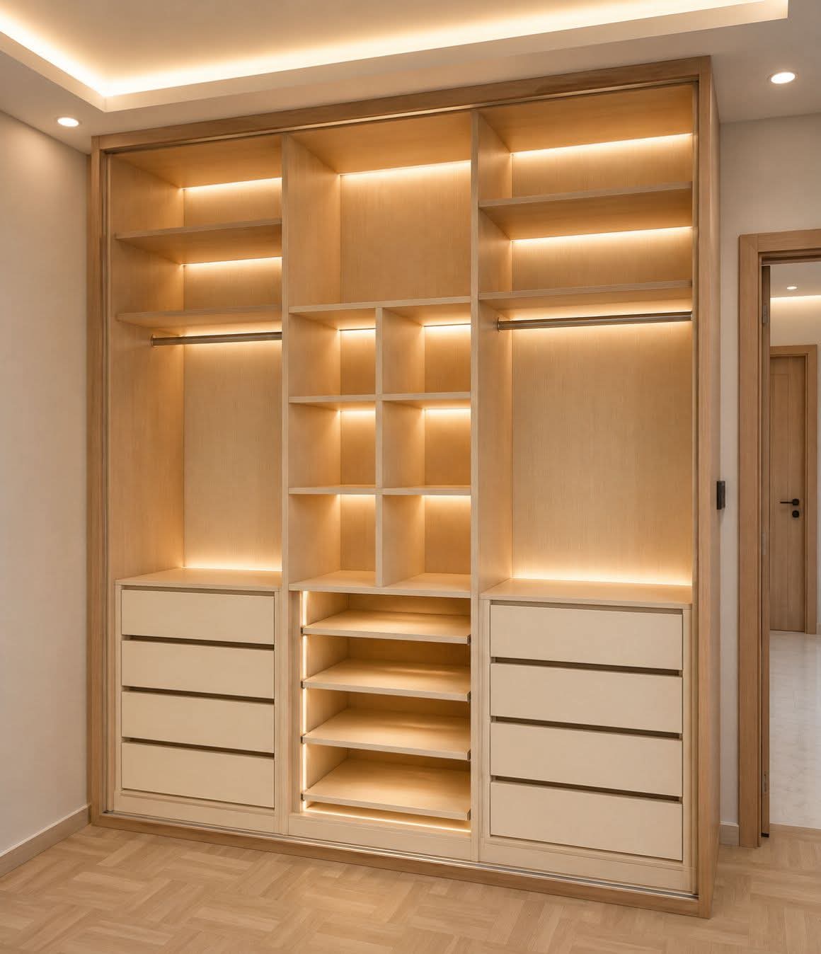 Fitted wardrobe closet built by Prime Finish